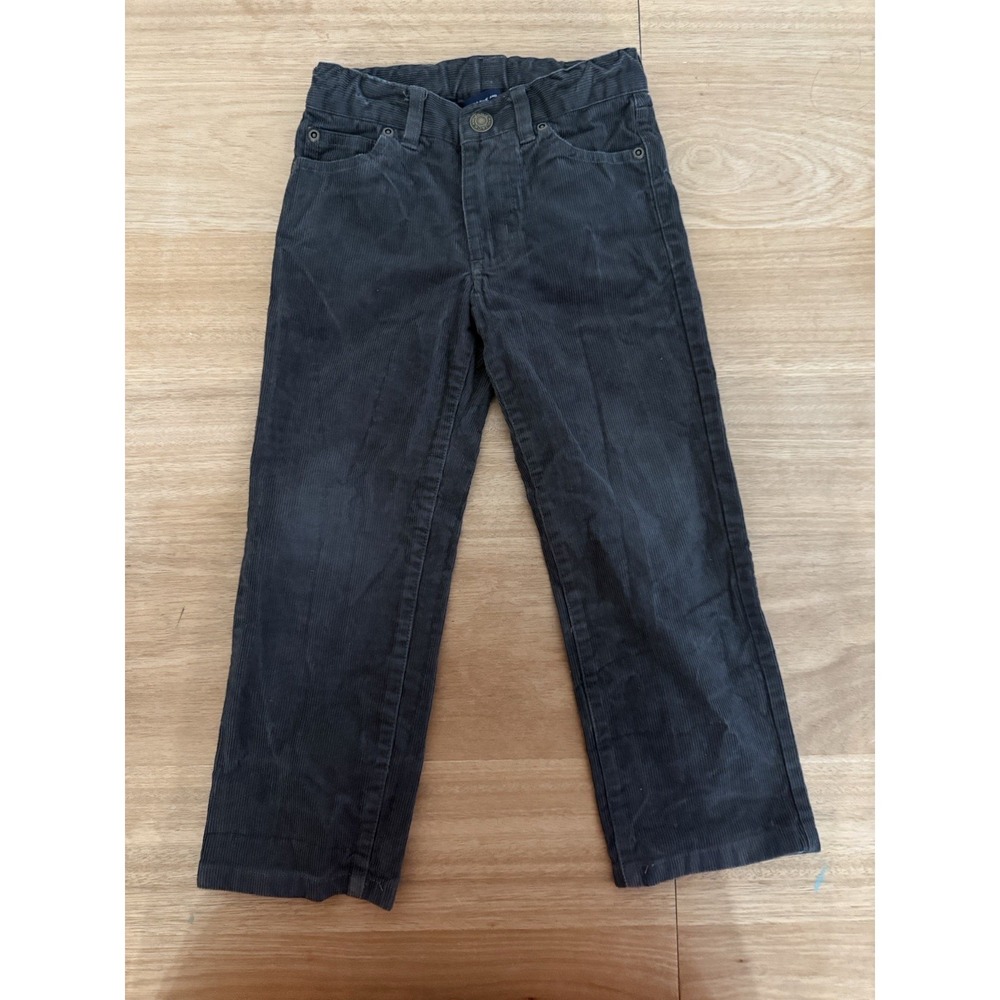 Janie‎ and Jack Boys Black Corduroy Pants Size 4 Adjustable Waist Straight Leg